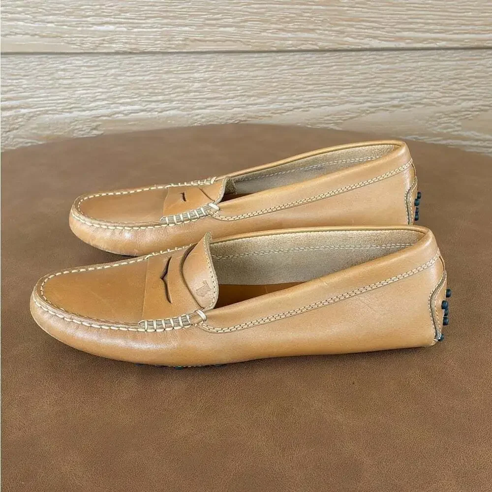 TOD'S Women’s Gommino Leather Penny Driver Shoes in Scuro Brown -Sz 37